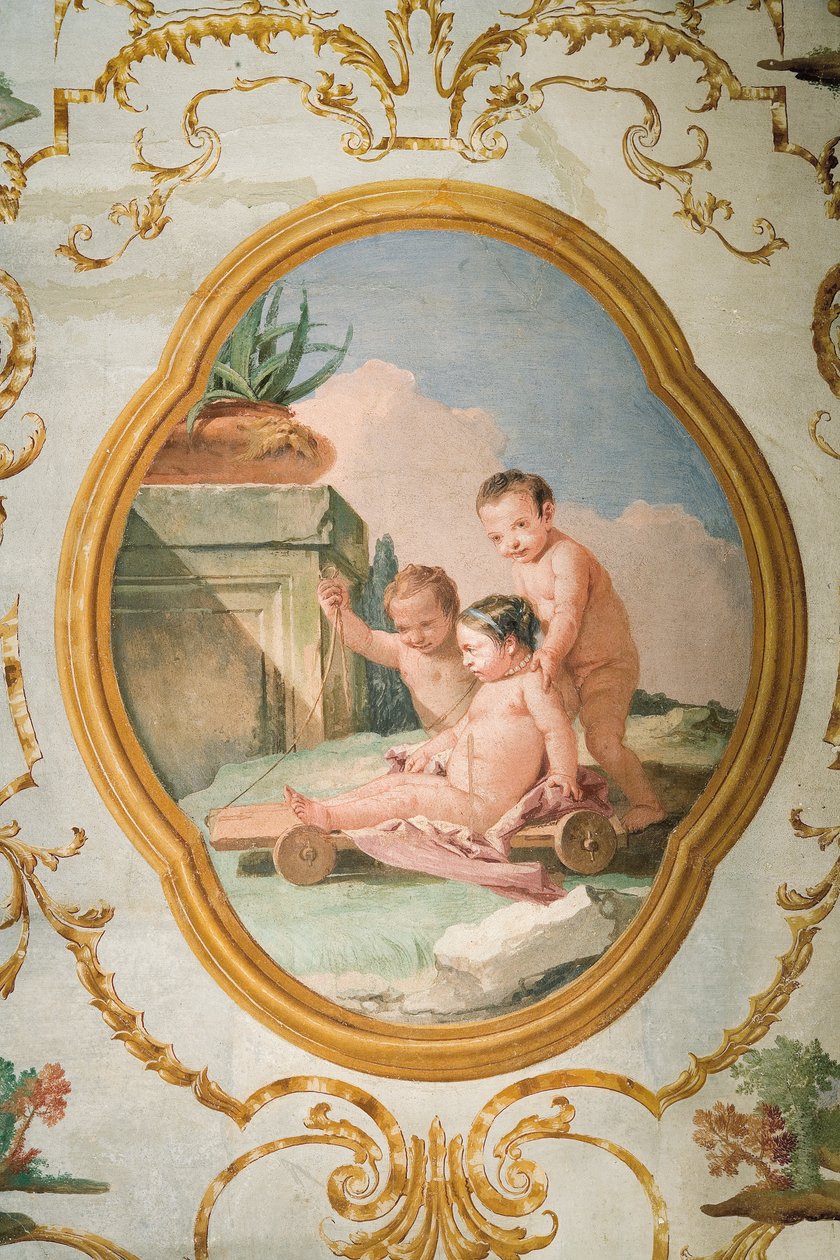 Fresk z pokoju Putti, w Foresterii (Pensjonat) 1757 autorstwa Giovanni Domenico Tiepolo