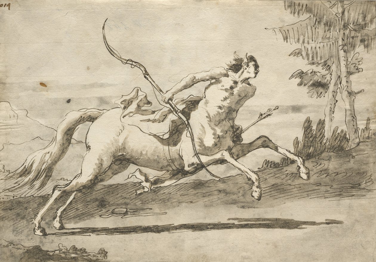 Galopujący centaur, ok. 1755-65 autorstwa Giovanni Domenico Tiepolo