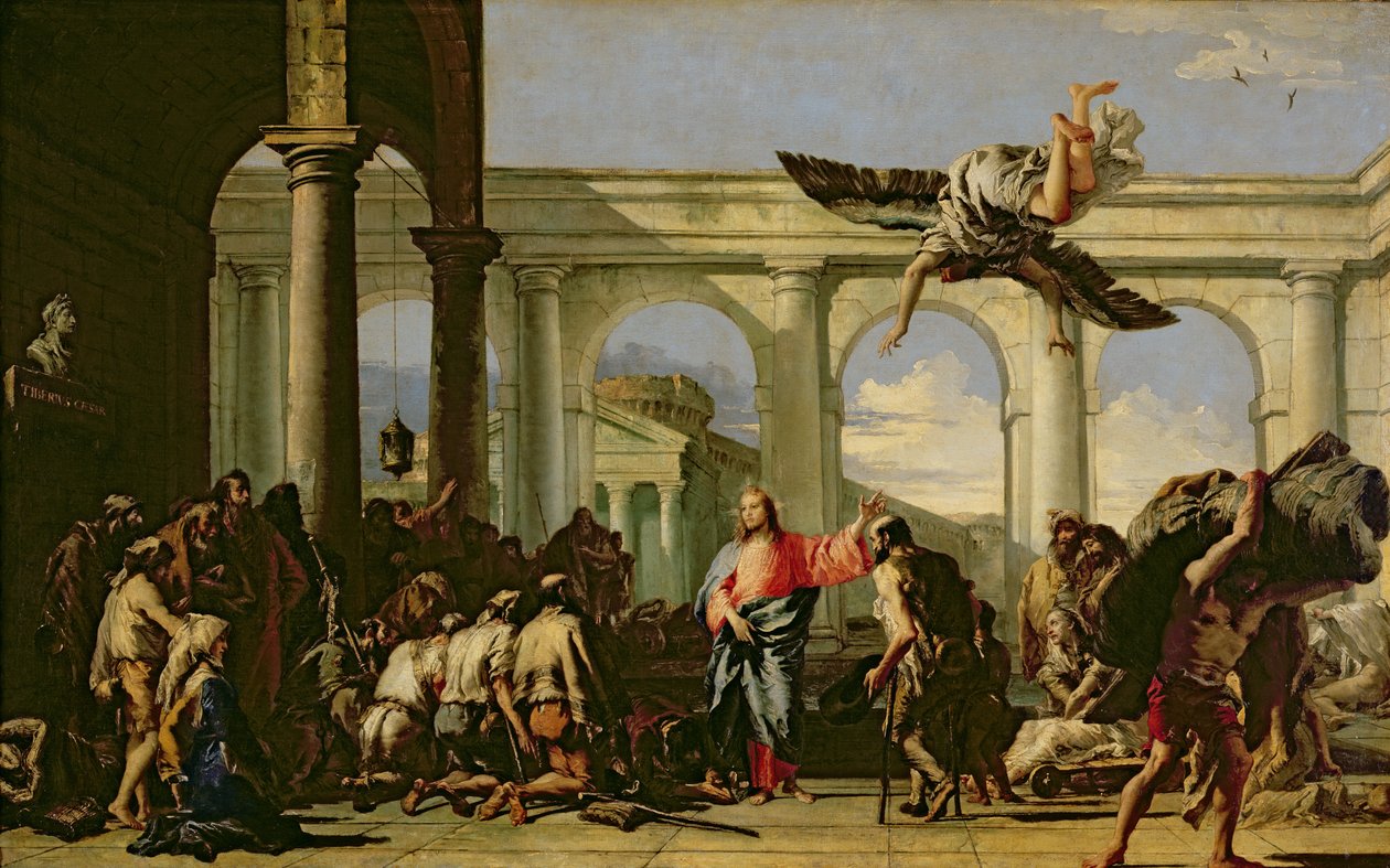 Jezus uzdrawia paralityka przy sadzawce Betesda, ok. 1759 r. autorstwa Giovanni Domenico Tiepolo