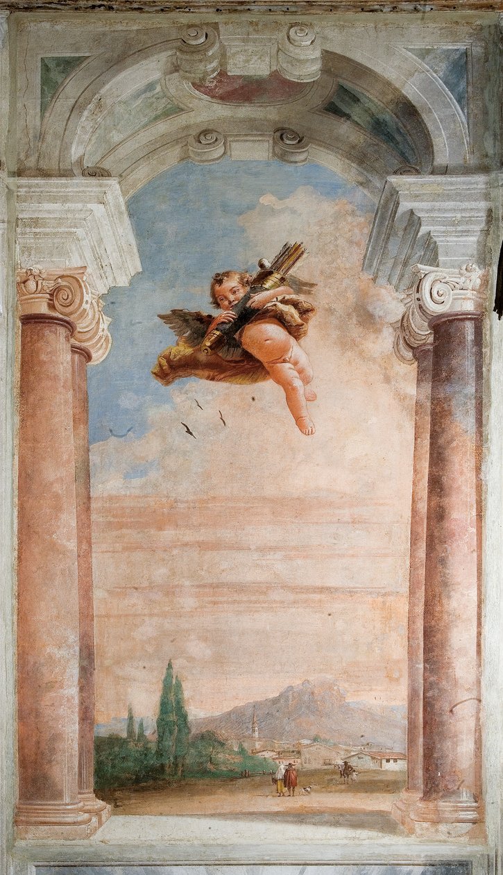 Pejzaż z Kupidynem, z Sali Iliady w Palazzinie, 1757 autorstwa Giovanni Domenico Tiepolo