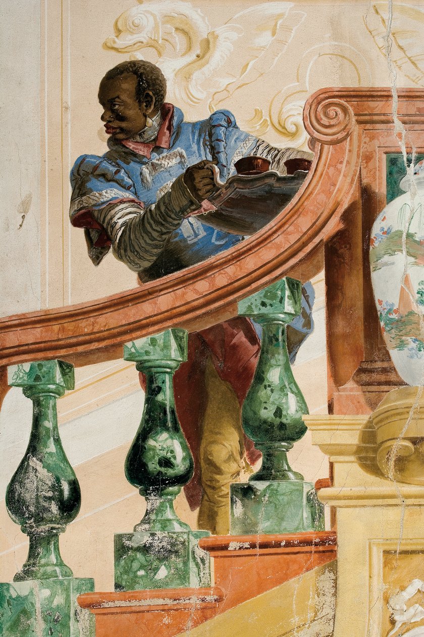 Mauretański sługa trzymający tacę, z sali scen karnawałowych w Foresterii, 1757 autorstwa Giovanni Domenico Tiepolo