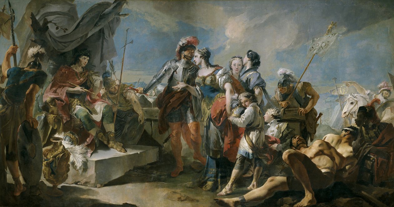 Królowa Zenobia przed cesarzem Aurelianem, 1717 autorstwa Giovanni Domenico Tiepolo