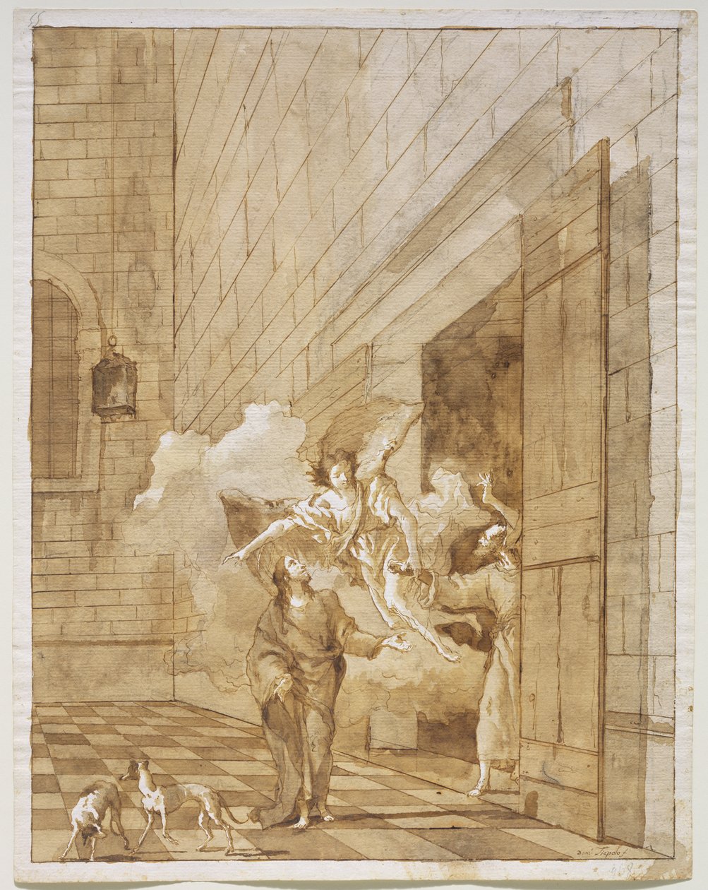 Wyzwolenie św. Piotra i św. Jana z więzienia, ok. 1770 r. autorstwa Giovanni Domenico Tiepolo