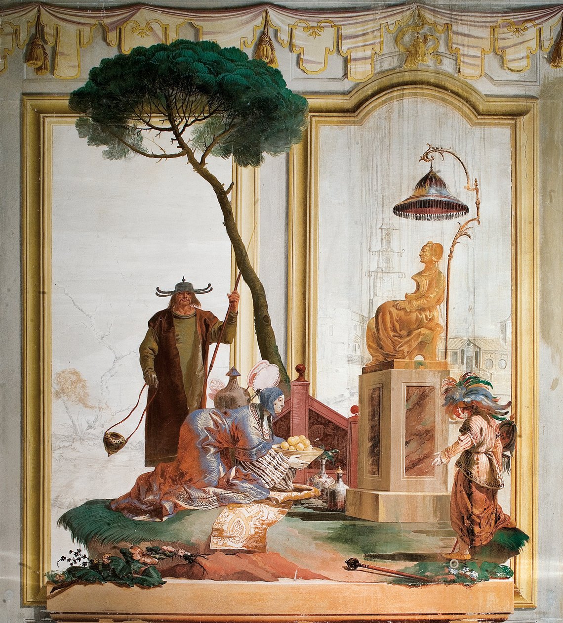 Ofiarowanie owocu księżycowemu bóstwu, z chińskiego pokoju w Foresterii, 1757 autorstwa Giovanni Domenico Tiepolo