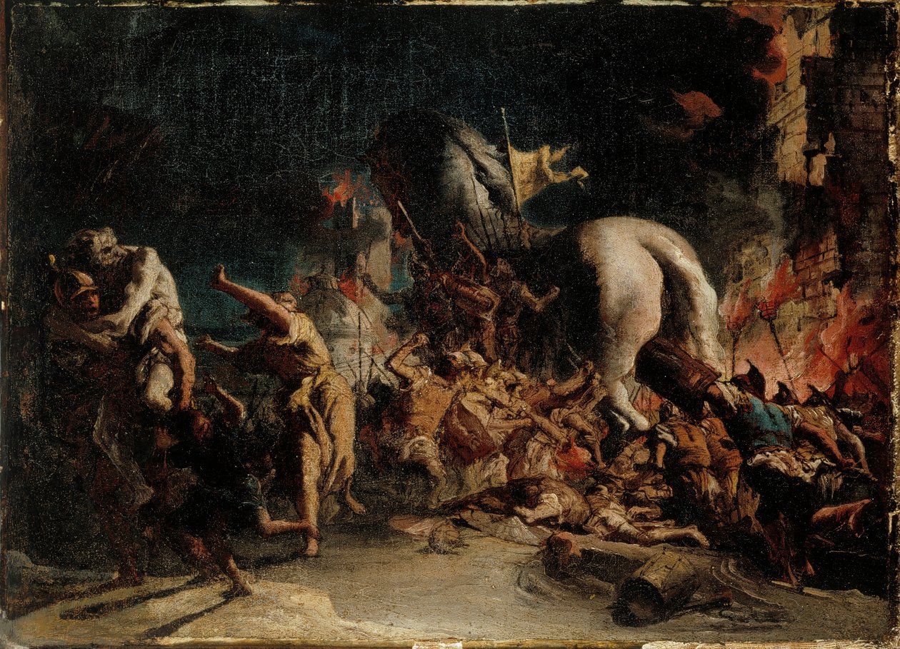 Oblężenie Troi, ok. 1760 r. autorstwa Giovanni Domenico Tiepolo