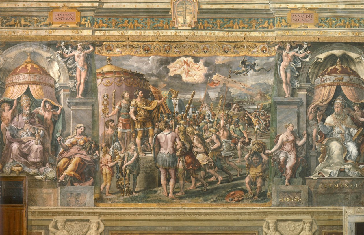 Objawienie Krzyża cesarzowi Konstantynowi, 1517-1524 autorstwa Gianfrancesco Penni