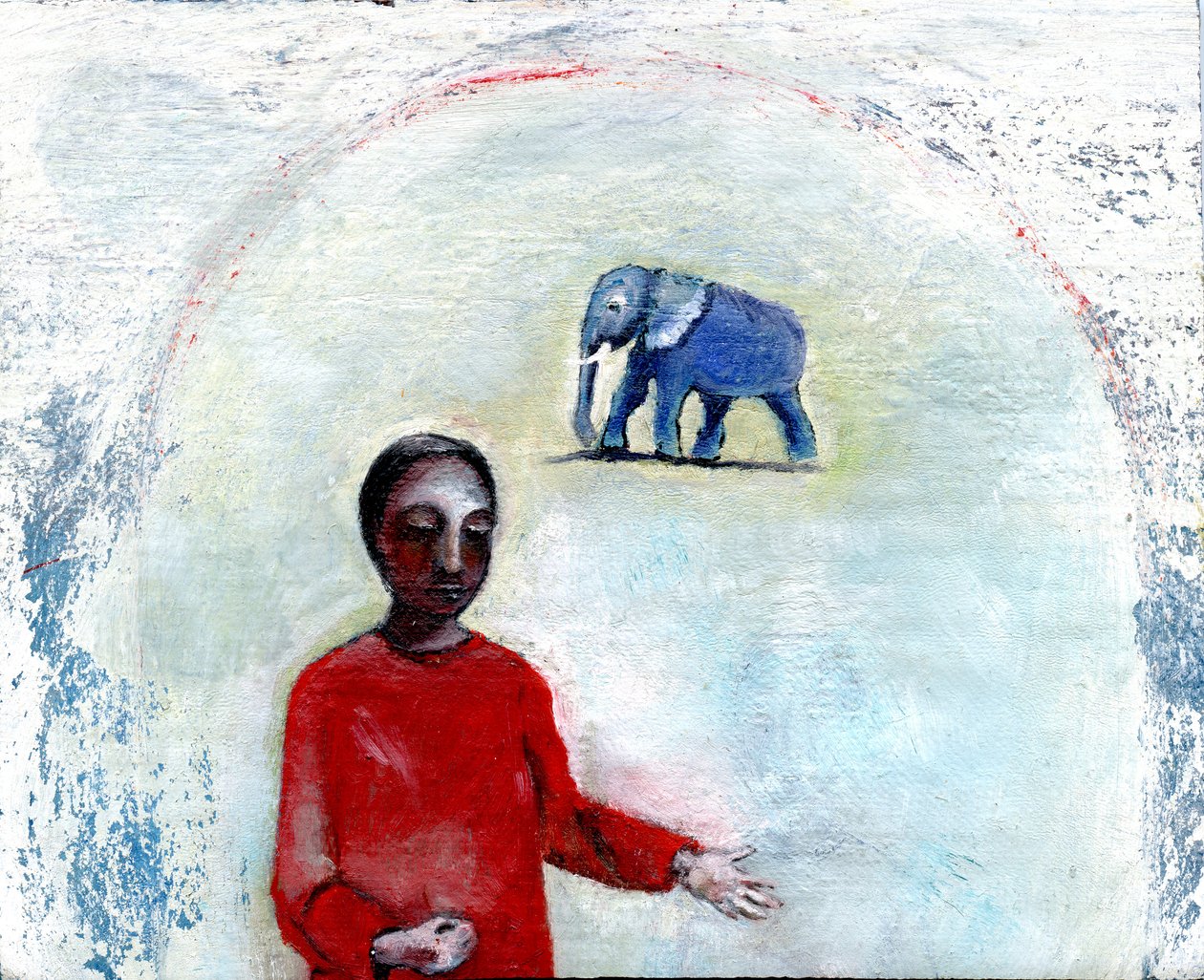Dzień błękitnego słonia, 2004, (olej na płótnie) autorstwa Gigi Sudbury