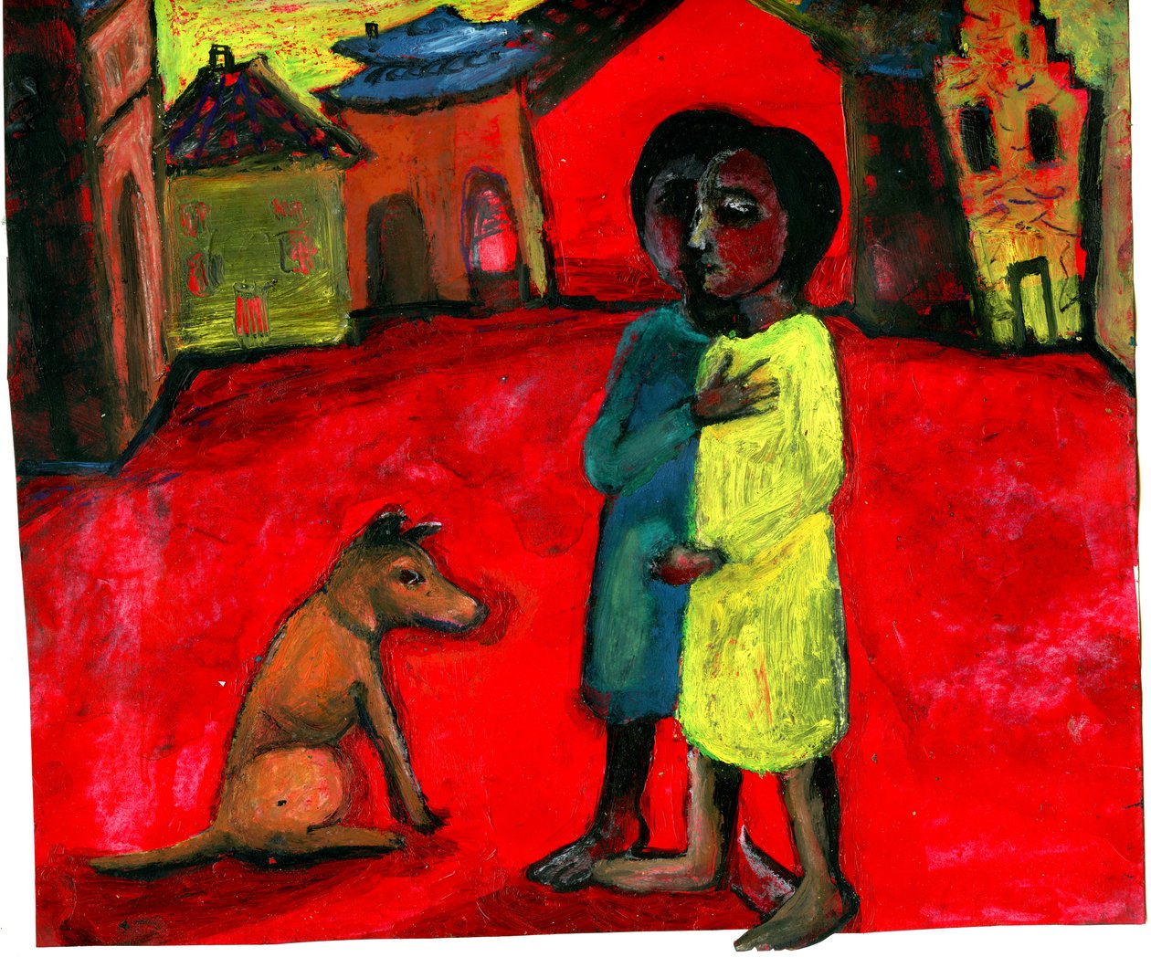 Brązowy pies, 2004, (media mieszane) autorstwa Gigi Sudbury