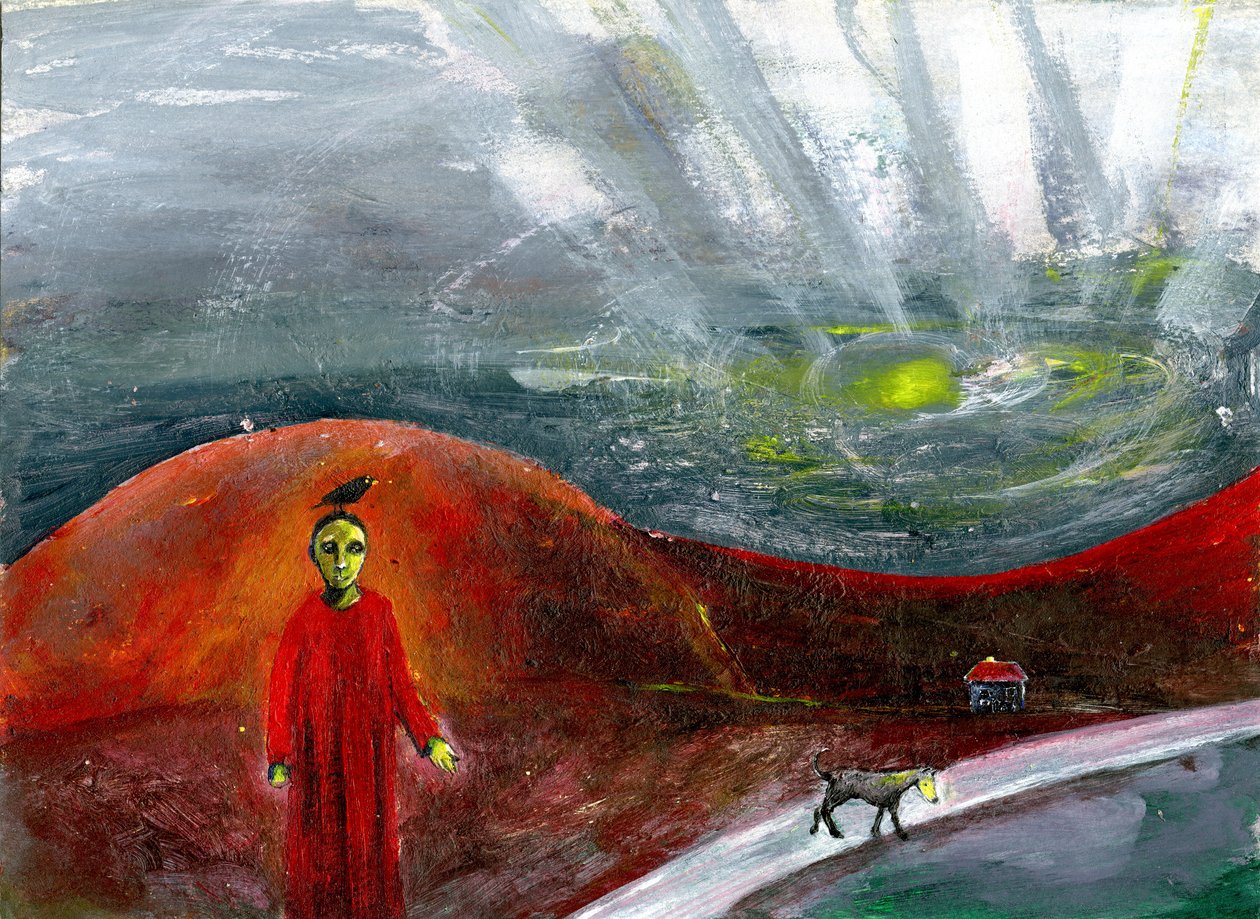 Pies z żółtą twarzą zabierz mnie do domu, 2005, autorstwa Gigi Sudbury