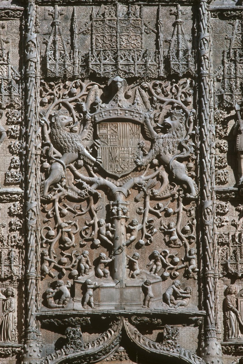 Fragment elewacji wejściowej Museo Nacionalde Escultura Religiosa zbudowana w latach 1488-96 foto autorstwa Gil de Siloe