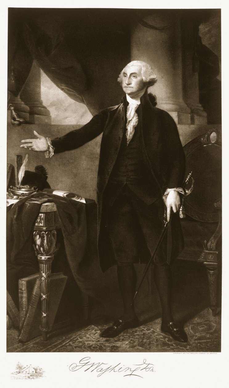 George Washington, pierwszy prezydent Stanów Zjednoczonych Ameryki, wyd. 1901 (fotograwiura) (patrz także 84521 i 85433) autorstwa Gilbert Stuart