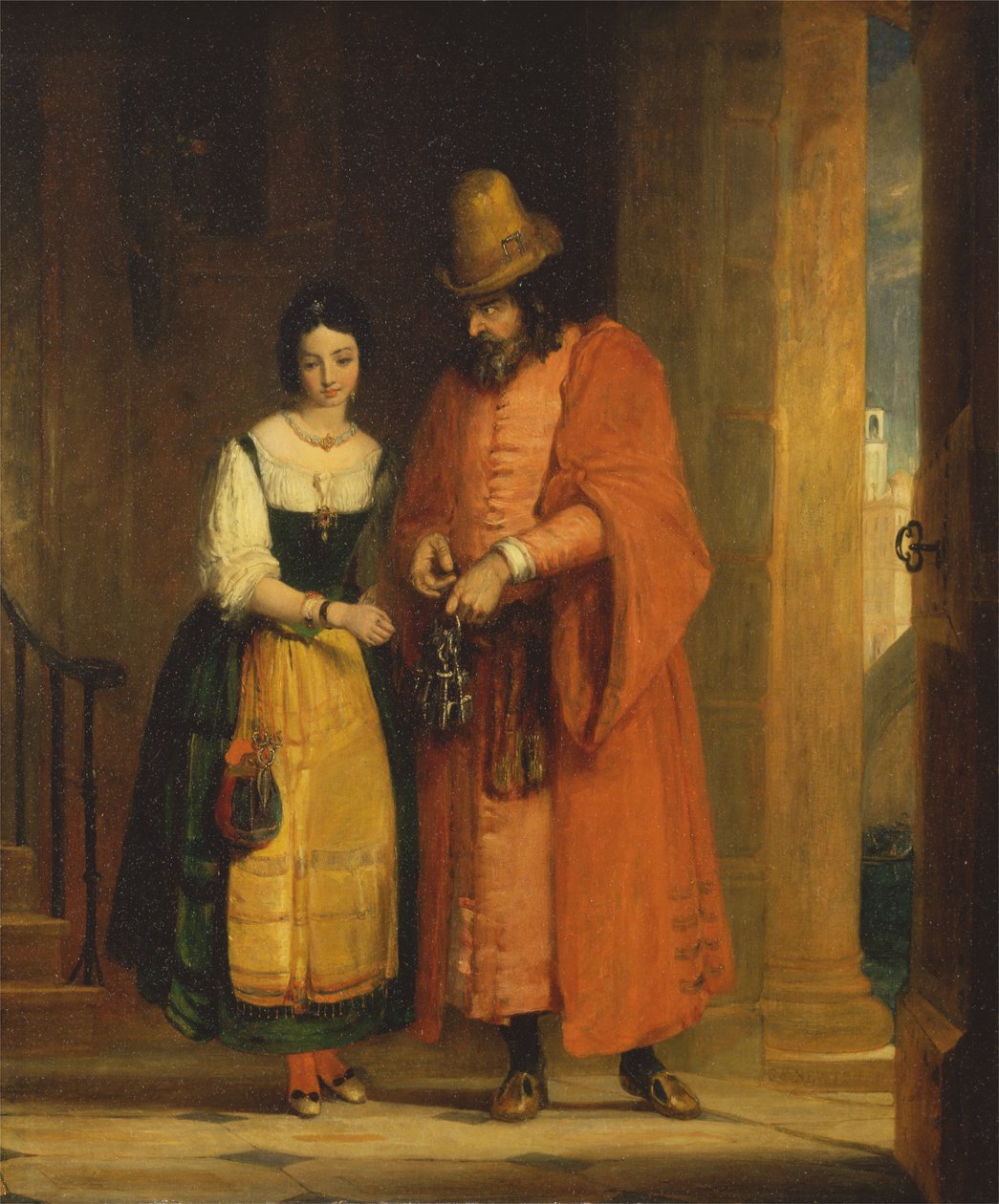 Shylock i Jessica z kupca weneckiego, II, ii autorstwa Gilbert Stuart