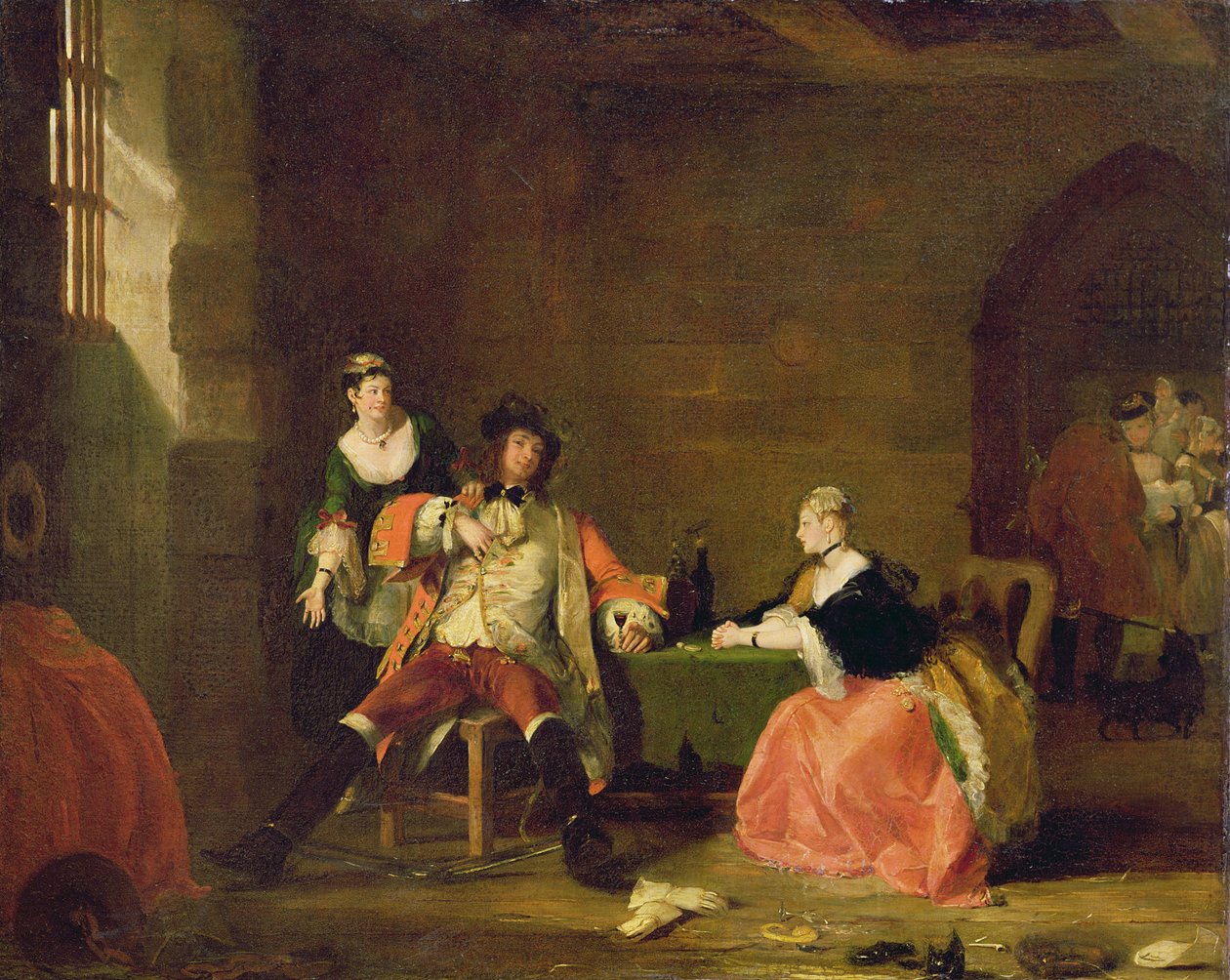 Kapitan Macheath oczerniony przez Polly i Lucy w „Operze żebraka”, 1826 autorstwa Gilbert Stuart Newton