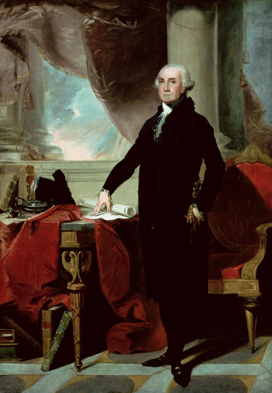George Washington (1732-99) (kolor lito) autorstwa Gilbert (after) Stuart