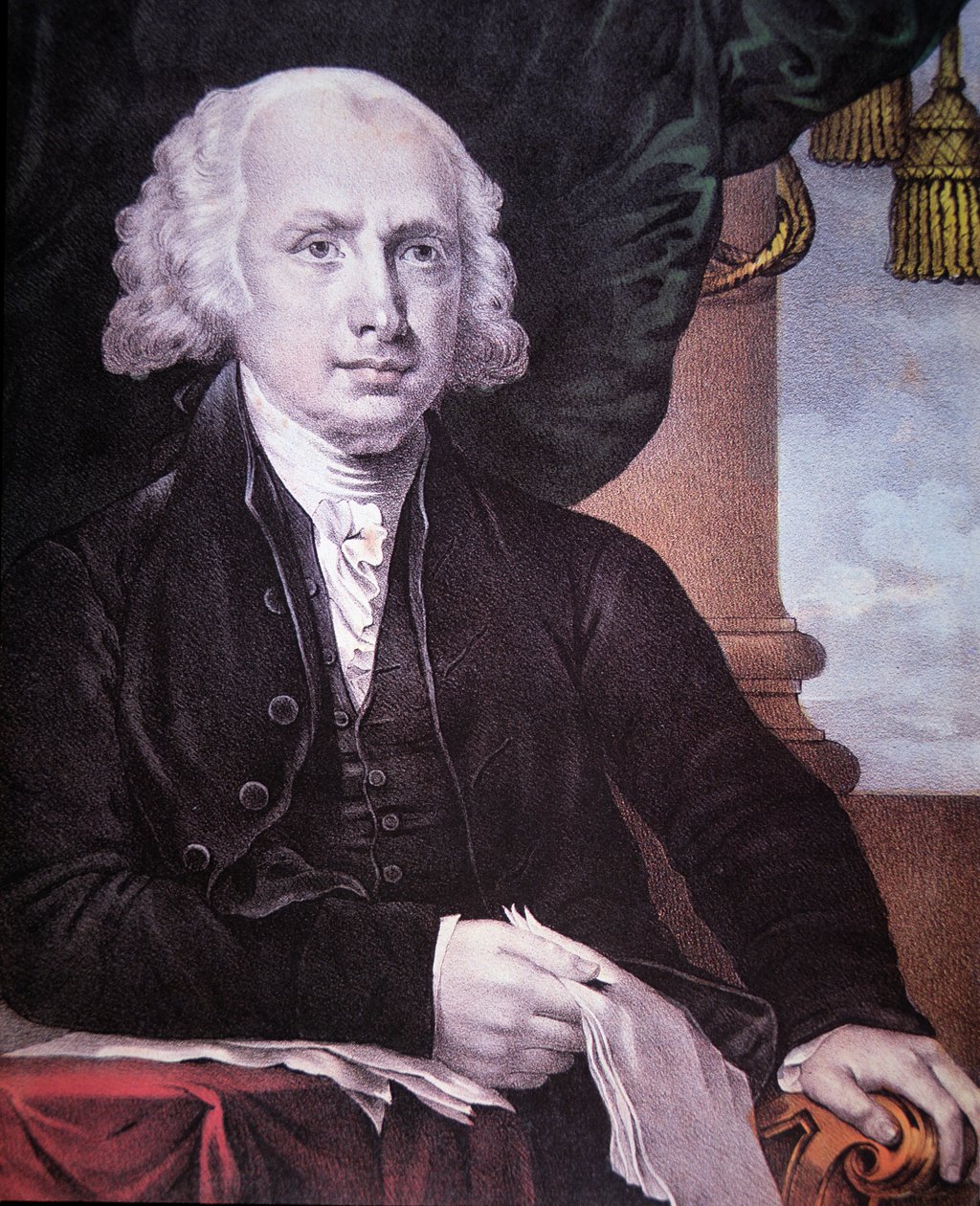 James Madison (1751-1836) wydany przez Nathaniela Curriera (1813-88) (kolor lito) autorstwa Gilbert (after) Stuart