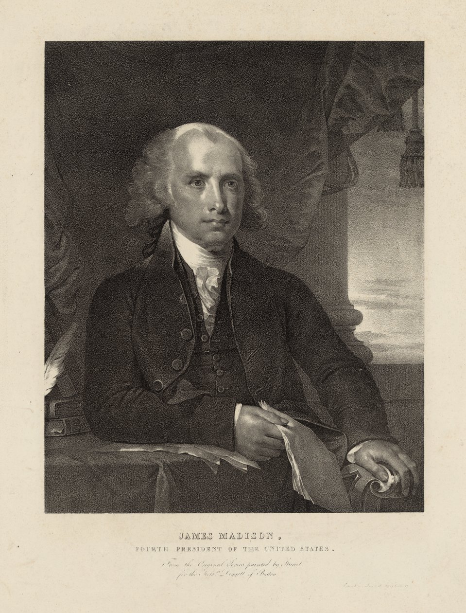 James Madison, Czwarty Prezydent Stanów Zjednoczonych, c.1828 (lito) autorstwa Gilbert (after) Stuart