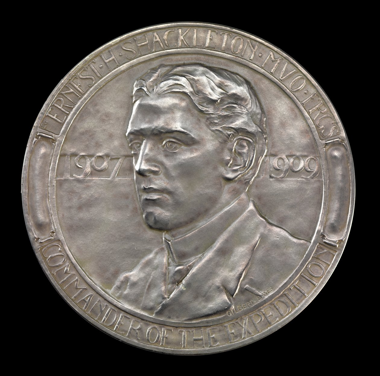Medal Królewskiego Towarzystwa Geograficznego: Wyprawa antarktyczna Shackletona 1907-1909 (srebrny) autorstwa Gilbert Bayes