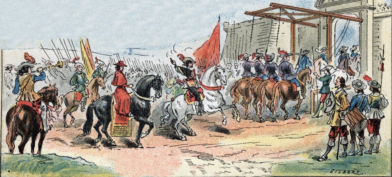 Oblężenie La Rochelle - Historia Francji: wkroczenie króla Ludwika XIII (1601-1643) i kardynała de Richelieu (Armand Jean du Plessis autorstwa Gilbert Gilbert