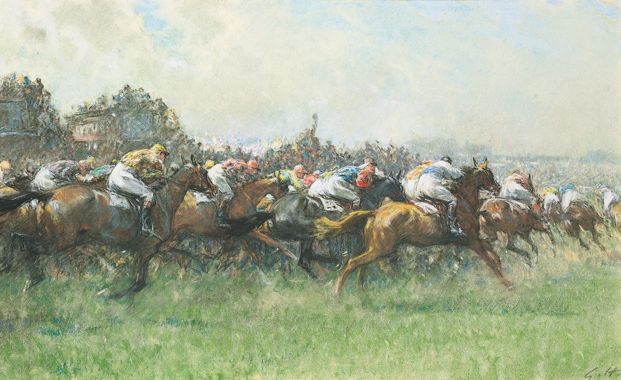 Tattenham Corner, Derby Epsom, autorstwa Gilbert Holiday