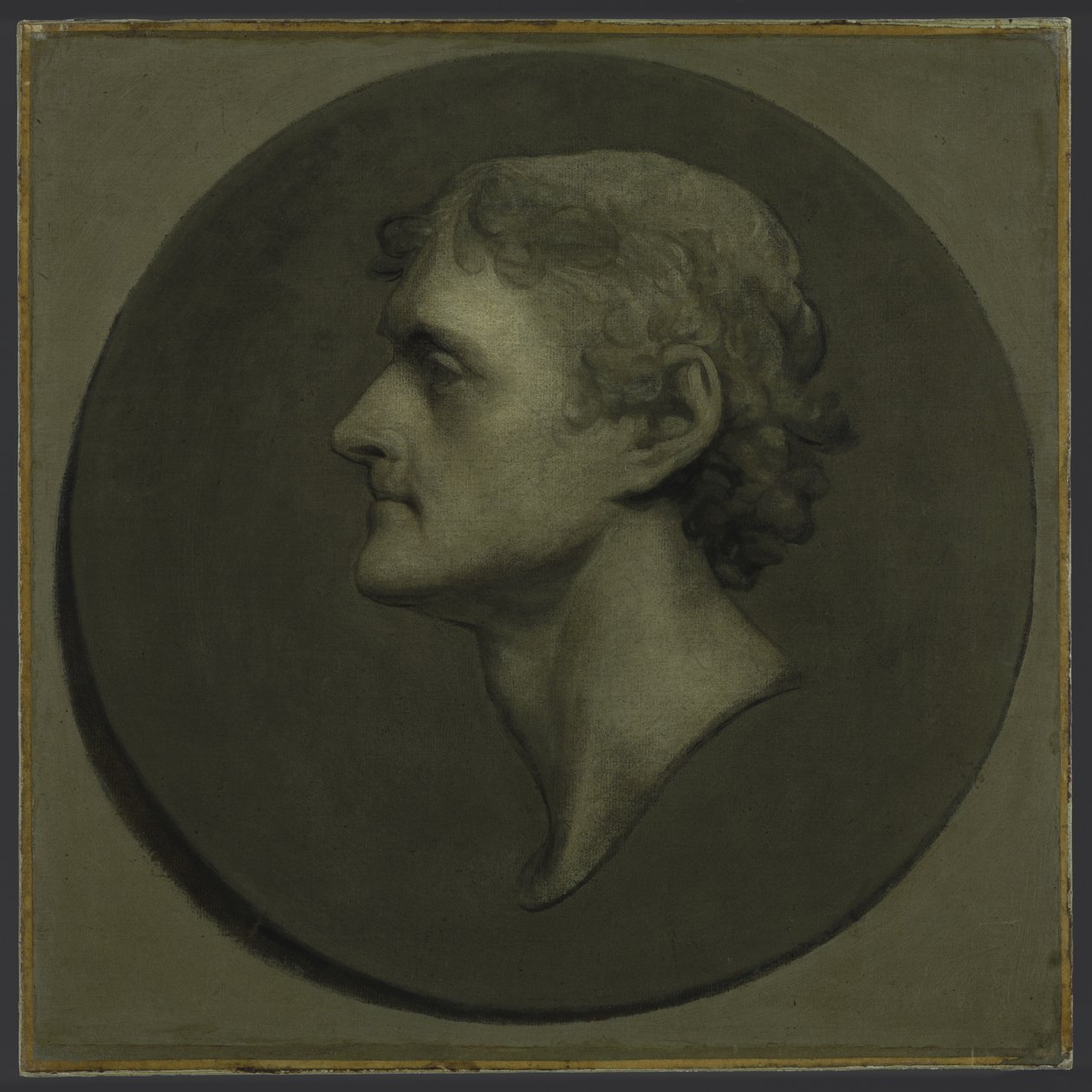 Thomas Jefferson (Portret medalionowy), 1805 (olej i jajko na papierze ułożone na płótnie) autorstwa Gilbert Stuart
