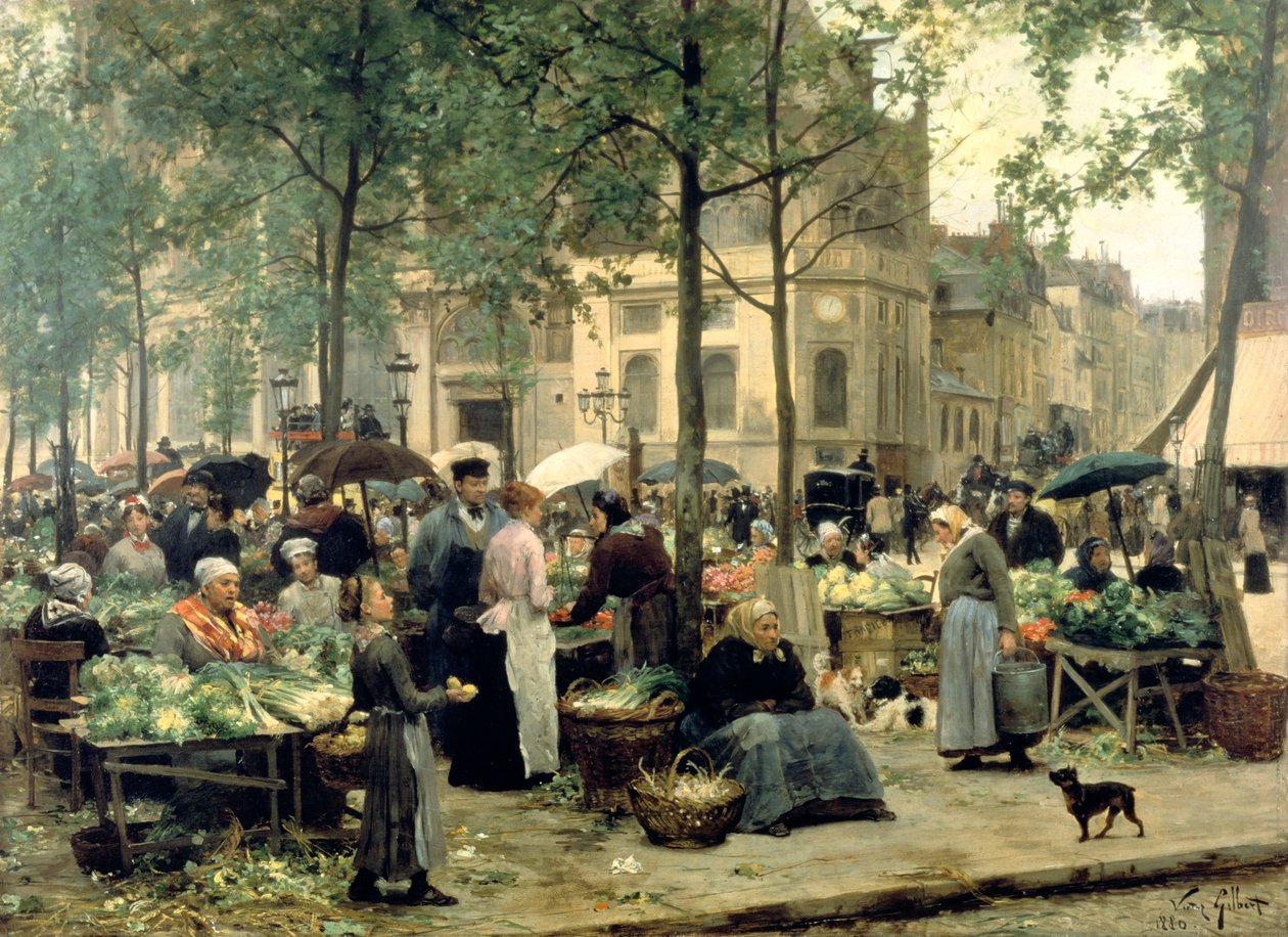 „Rynek”, Paryż, 1880 autorstwa Gilbert Victor Gabriel