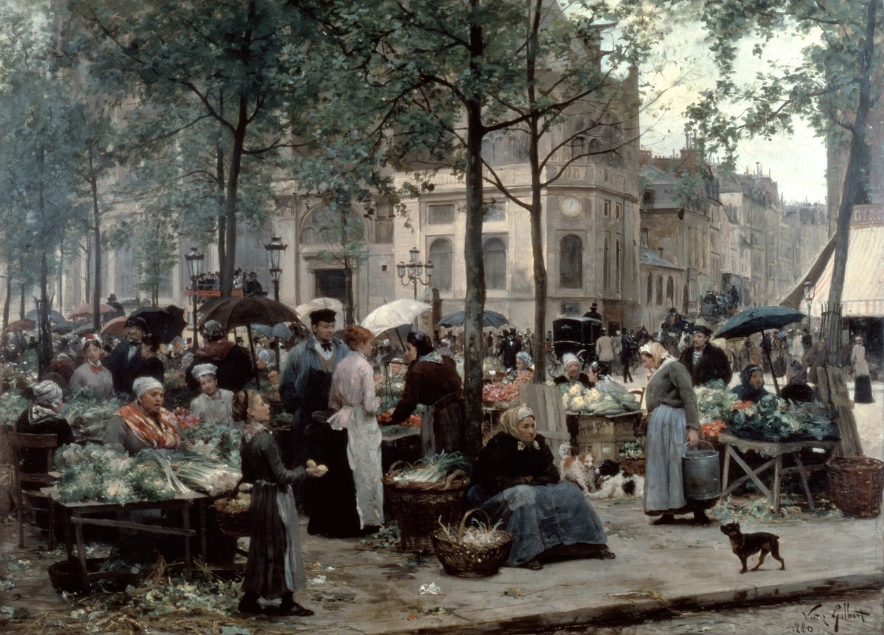 „Les Halles, Paryż „Centralny Targ”, 1880 autorstwa Gilbert Victor Gabriel