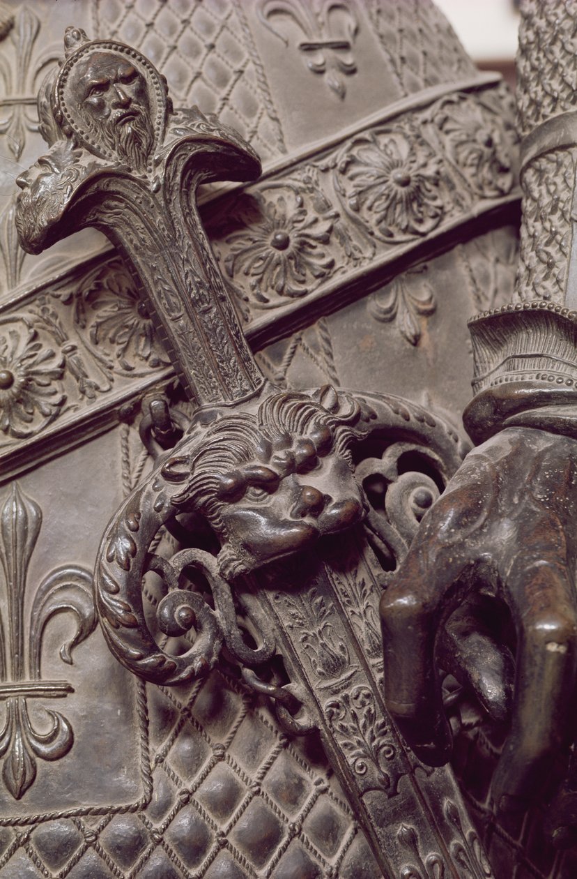 Detal ręki z łańcuchem, z grobu Maksymiliana I 1459-1519, wykonany w warsztacie Petera Vischera ok. 1460-1529 z brązu autorstwa Gilg Sesselschreiber