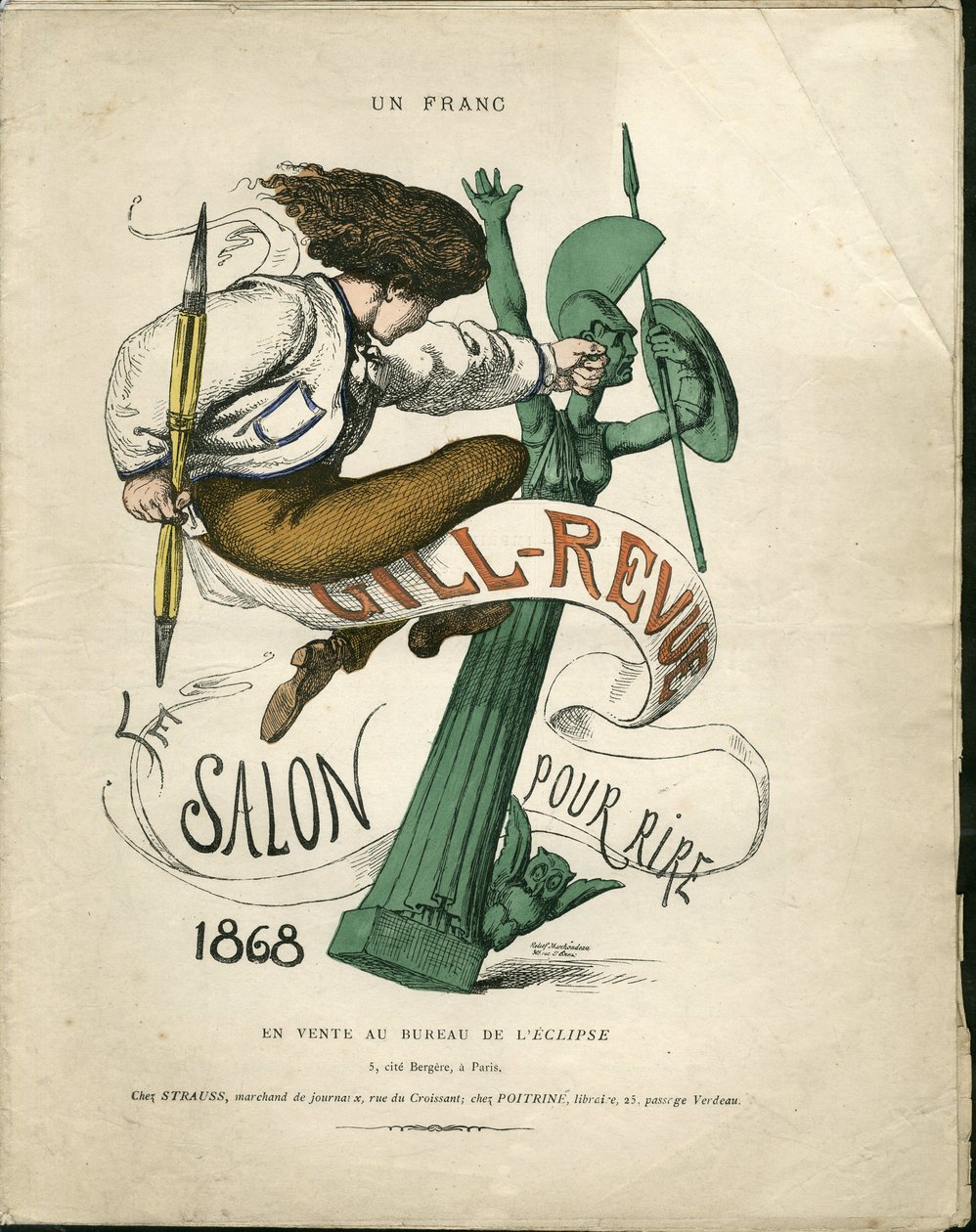 Ilustracja Louisa Alexandre Gosseta de Guines dit Gill (1840-1885) na okładkę „” Gill-Revue”” autorstwa Gill