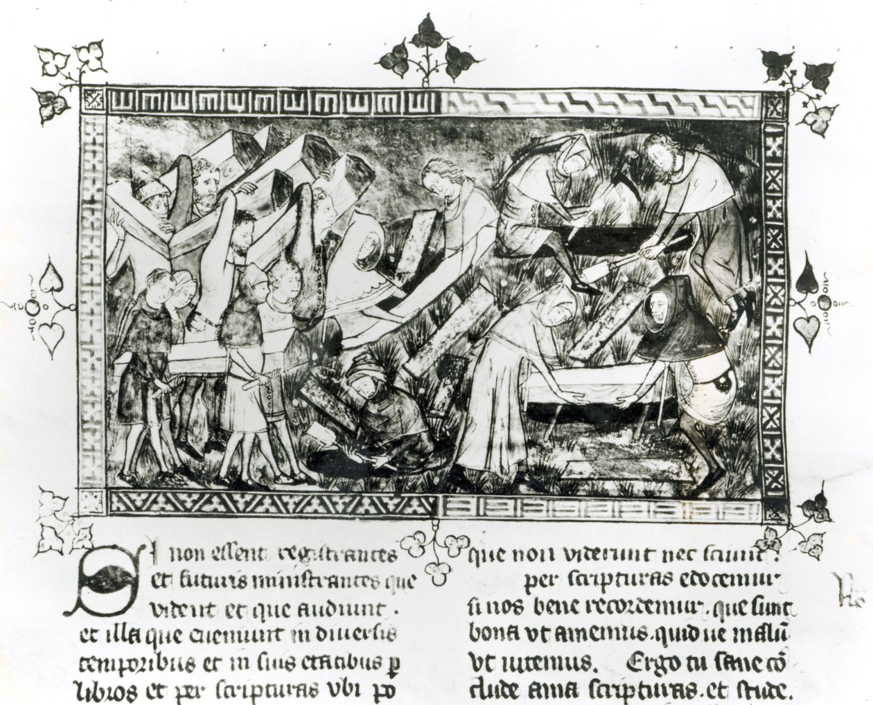 13076-77 f.24v Czarna Śmierć w Tournai, Gilles de Muisit, po 1349 autorstwa Gilles Le Muisit
