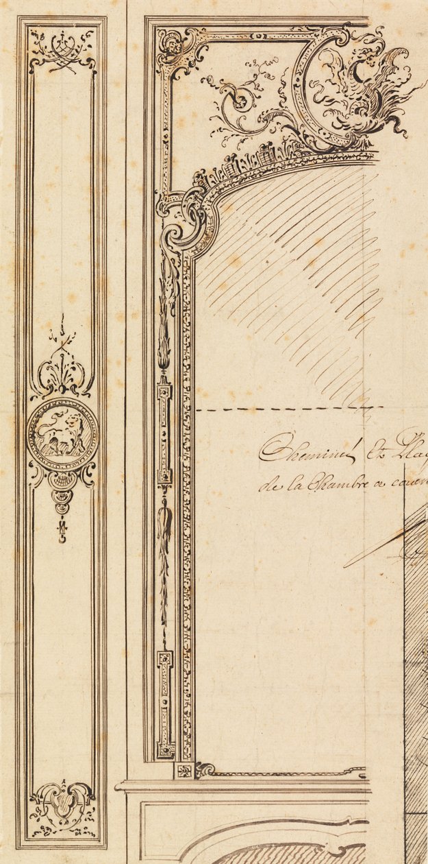 Projekt dla Overmantel; recto, Plany Listew autorstwa Gilles Marie Oppenord
