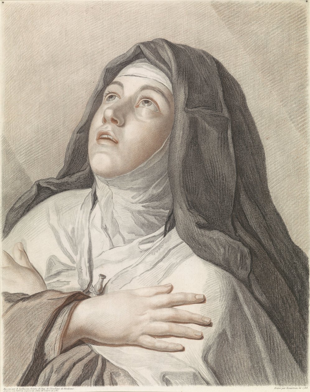 Święta Teresa w modlitwie autorstwa Gilles Antoine Demarteau