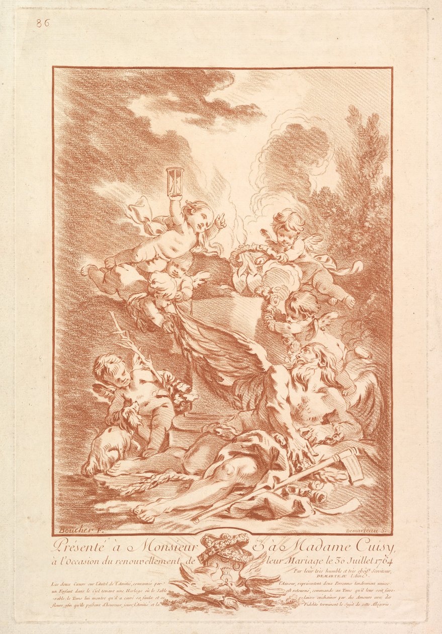 Alegoria na pamiątkę małżeństwa Alegoria na pamiątkę..., poł. XVIII w. autorstwa Gilles Demarteau