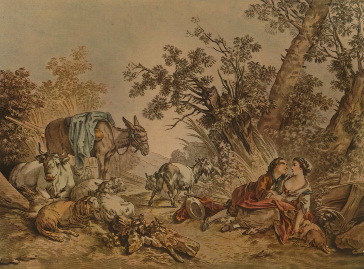 Wielkie Duszpasterstwo, nr 602, Scena pasterska, c1740-1770, 1913 autorstwa Gilles Demarteau