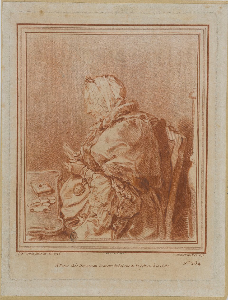 Portret Madame Geoffrin 1699-1777, 1770. autorstwa Gilles Demarteau