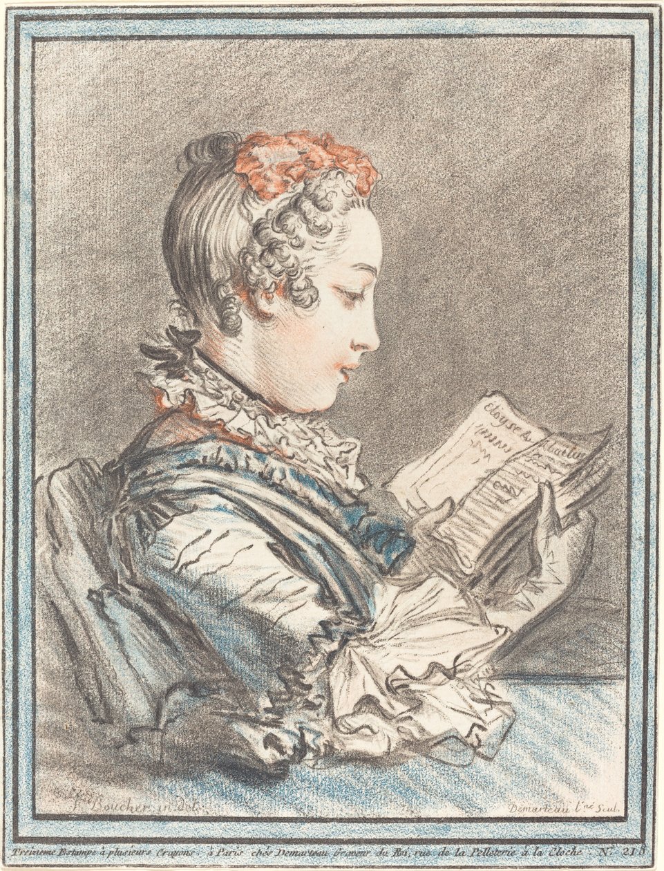 Młoda dziewczyna czytająca Héloise i Abelard, 1770. autorstwa Gilles Demarteau
