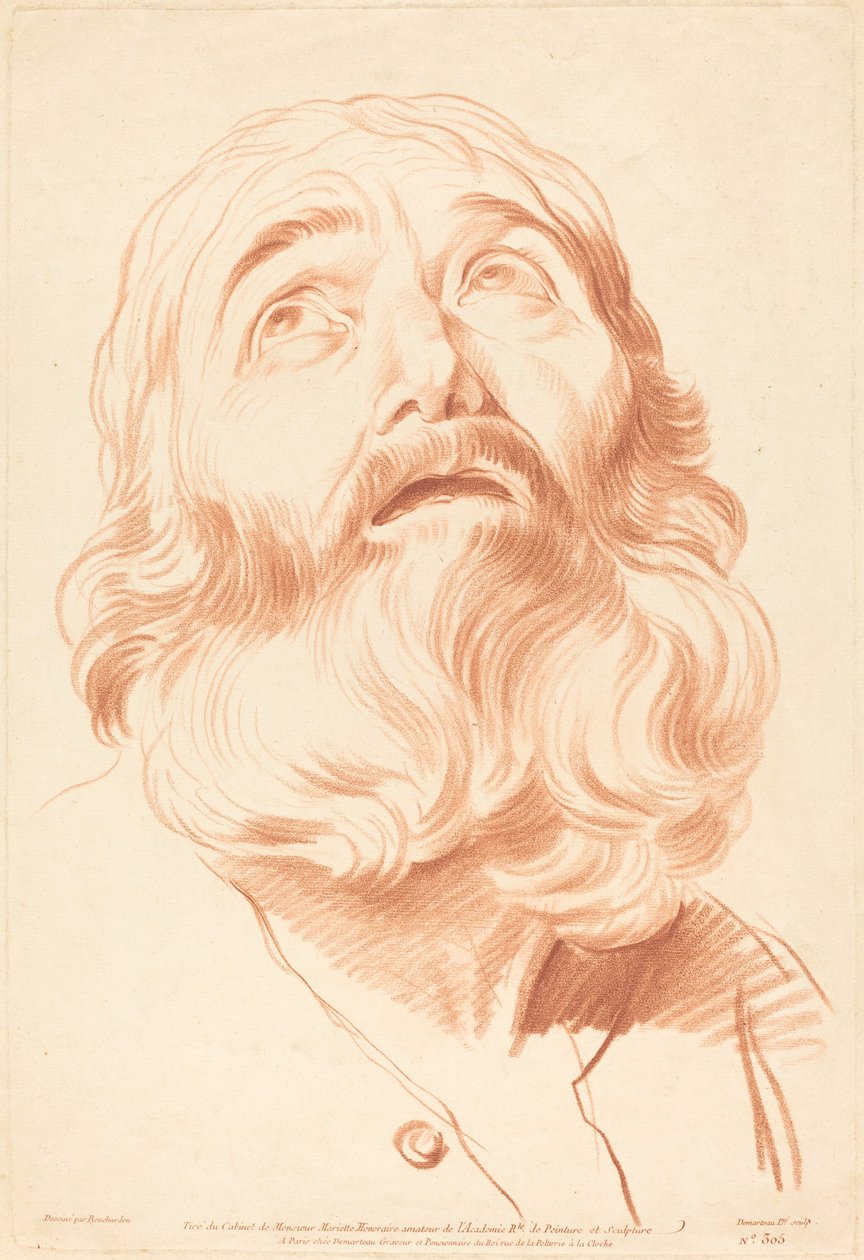 Głowa mężczyzny autorstwa Gilles Demarteau, the Elder after Edme Bouchardon