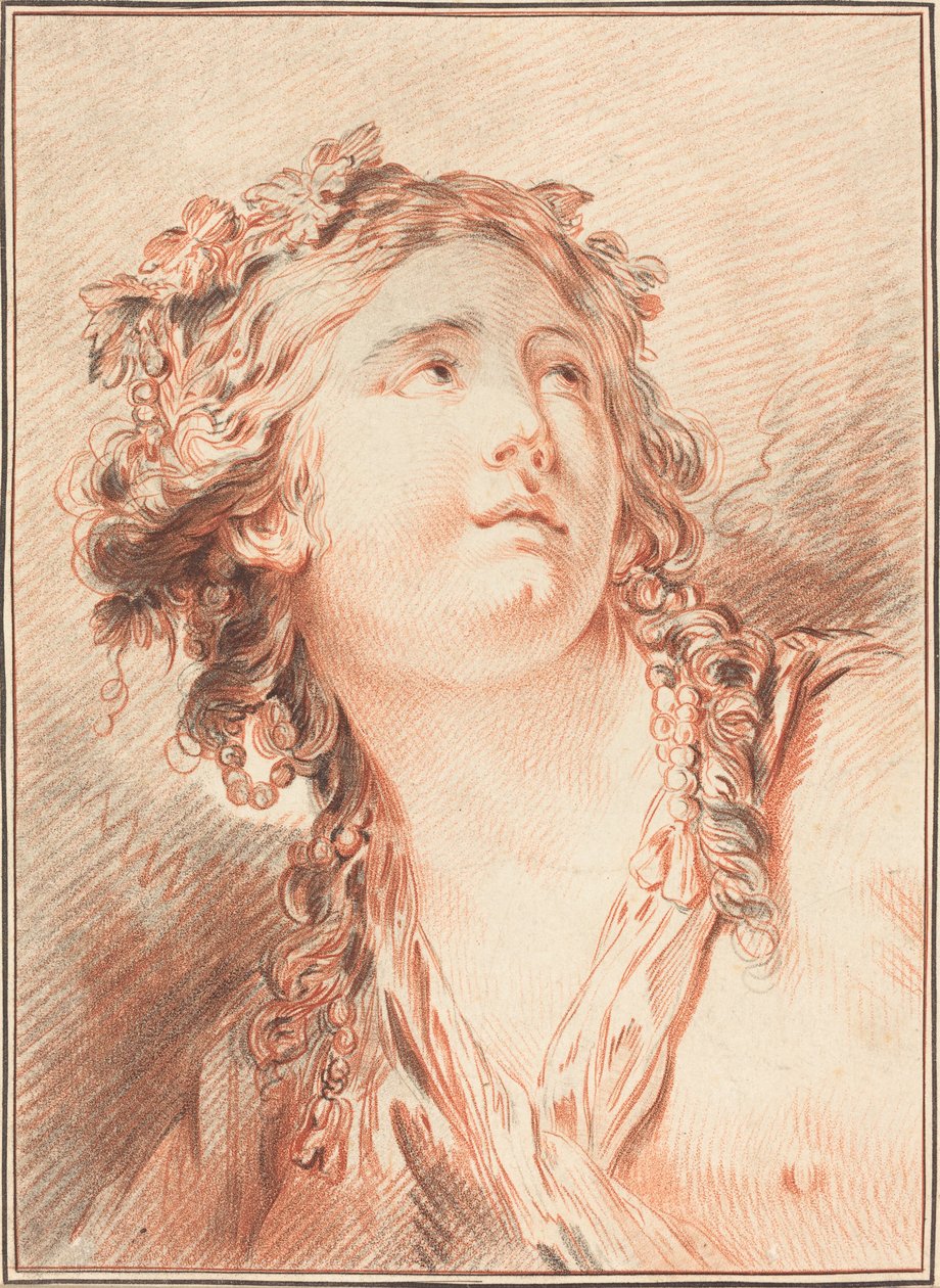 Głowa młodej kobiety autorstwa Gilles Demarteau, the Elder after Jean Baptiste Le Prince