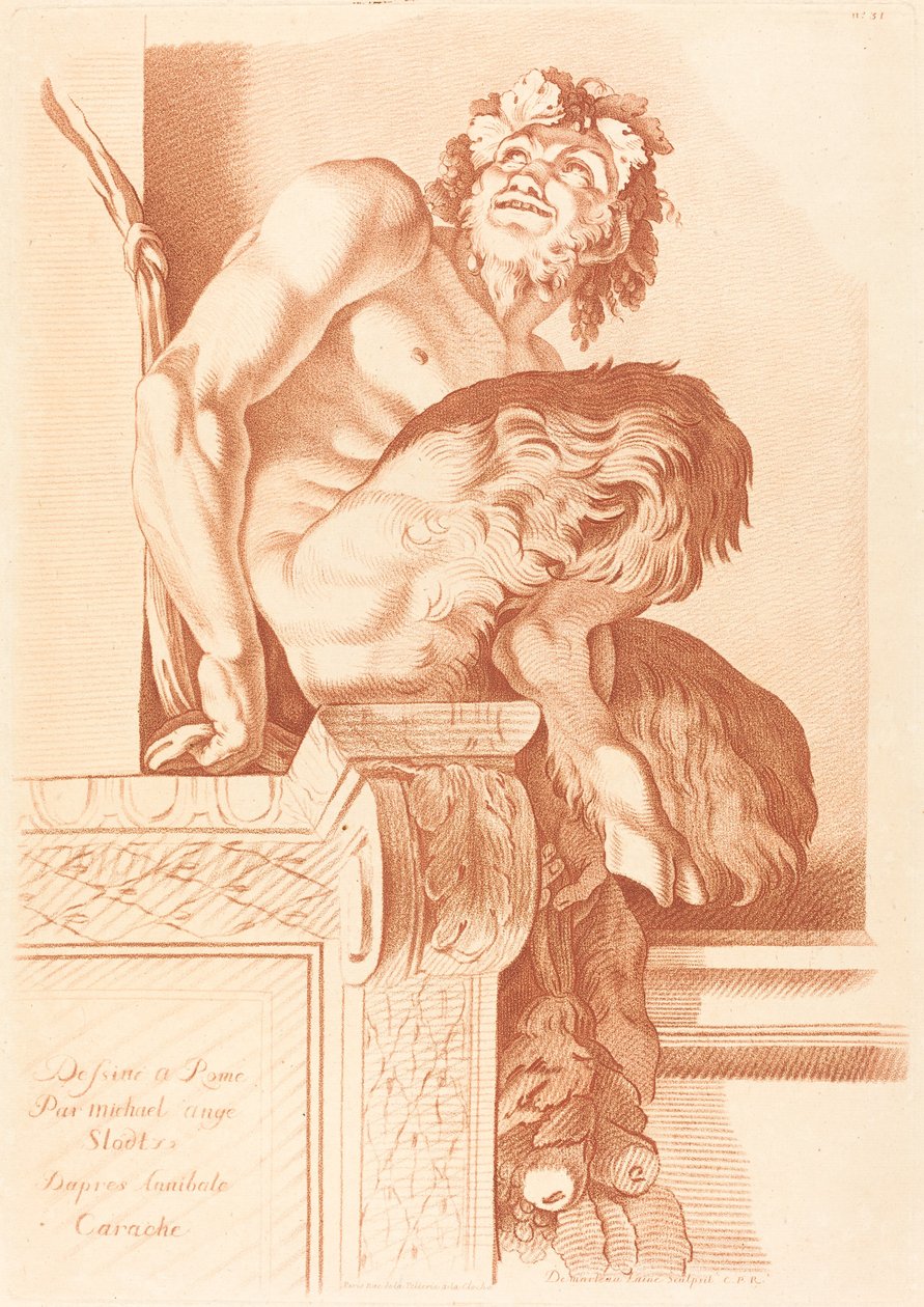 Satyr autorstwa Gilles Demarteau the Elder after René Michel Slodtz after Annibale Carracci