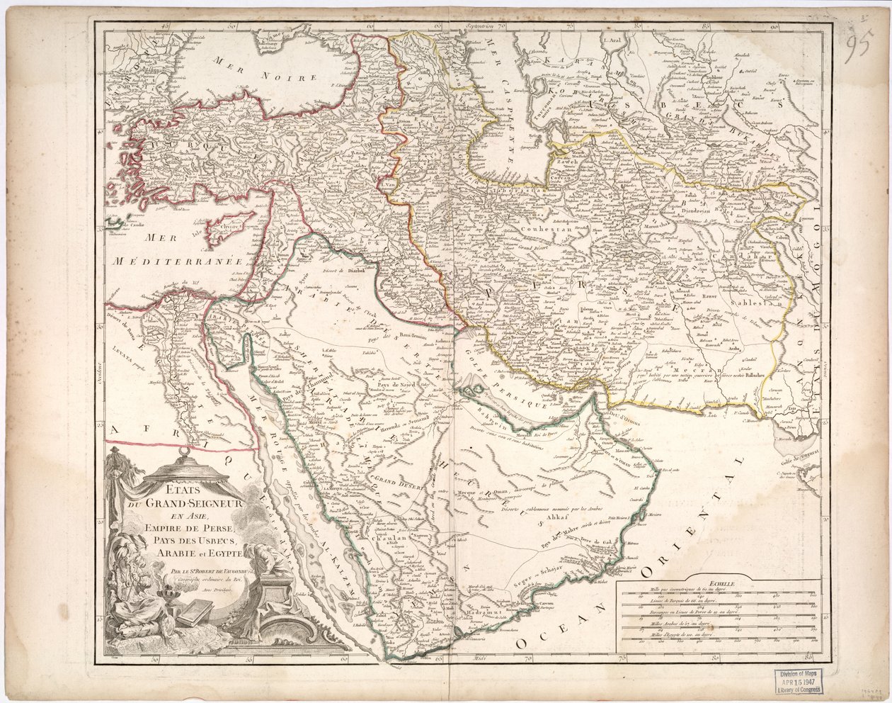 Stany Wielkiego Seniora w Azji - Imperium Persji, Ziemi Usbeków, Arabii i Egiptu autorstwa Gilles Robert De Vaugondy