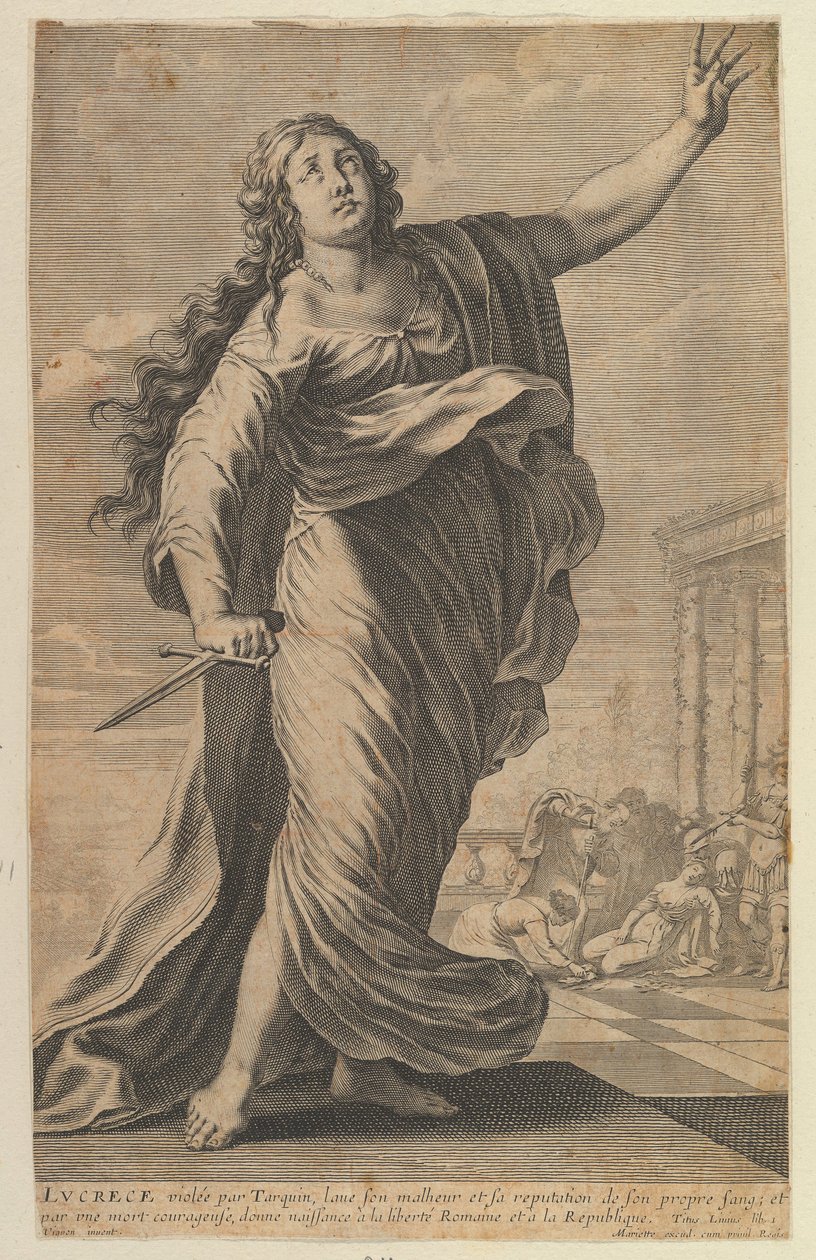 Lukrecja, 1647. Twórcy: Gilles Rousselet, Abraham Bosse. autorstwa Gilles Rousselet and Abraham Bosse