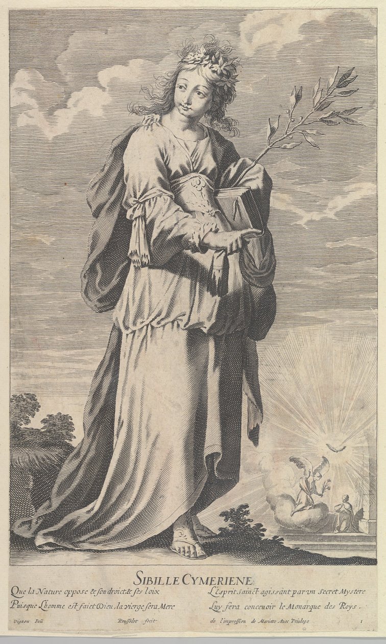 Sybilla kimeryjska, ca. 1635. Twórcy: Gilles Rousselet, Abraham Bosse. autorstwa Gilles Rousselet and Abraham Bosse
