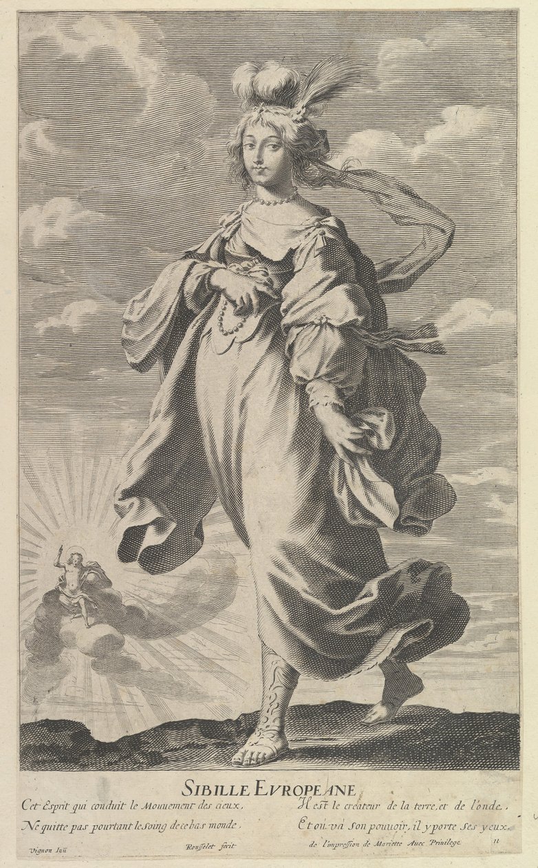 Europejska Sybilla, ca. 1635. Twórcy: Gilles Rousselet, Abraham Bosse. autorstwa Gilles Rousselet and Abraham Bosse