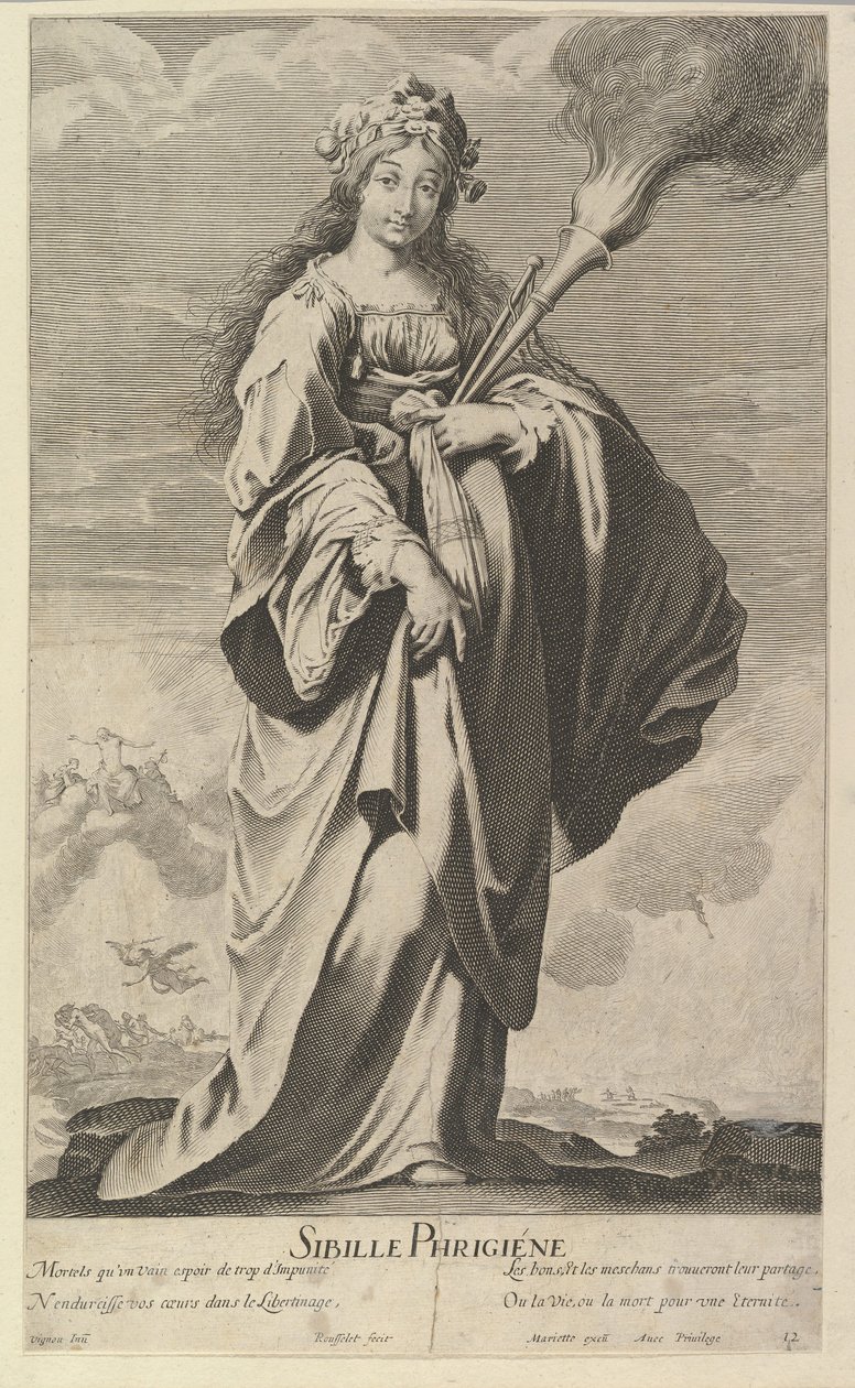 Sybilla frygijska, ca. 1635. Twórcy: Gilles Rousselet, Abraham Bosse. autorstwa Gilles Rousselet and Abraham Bosse