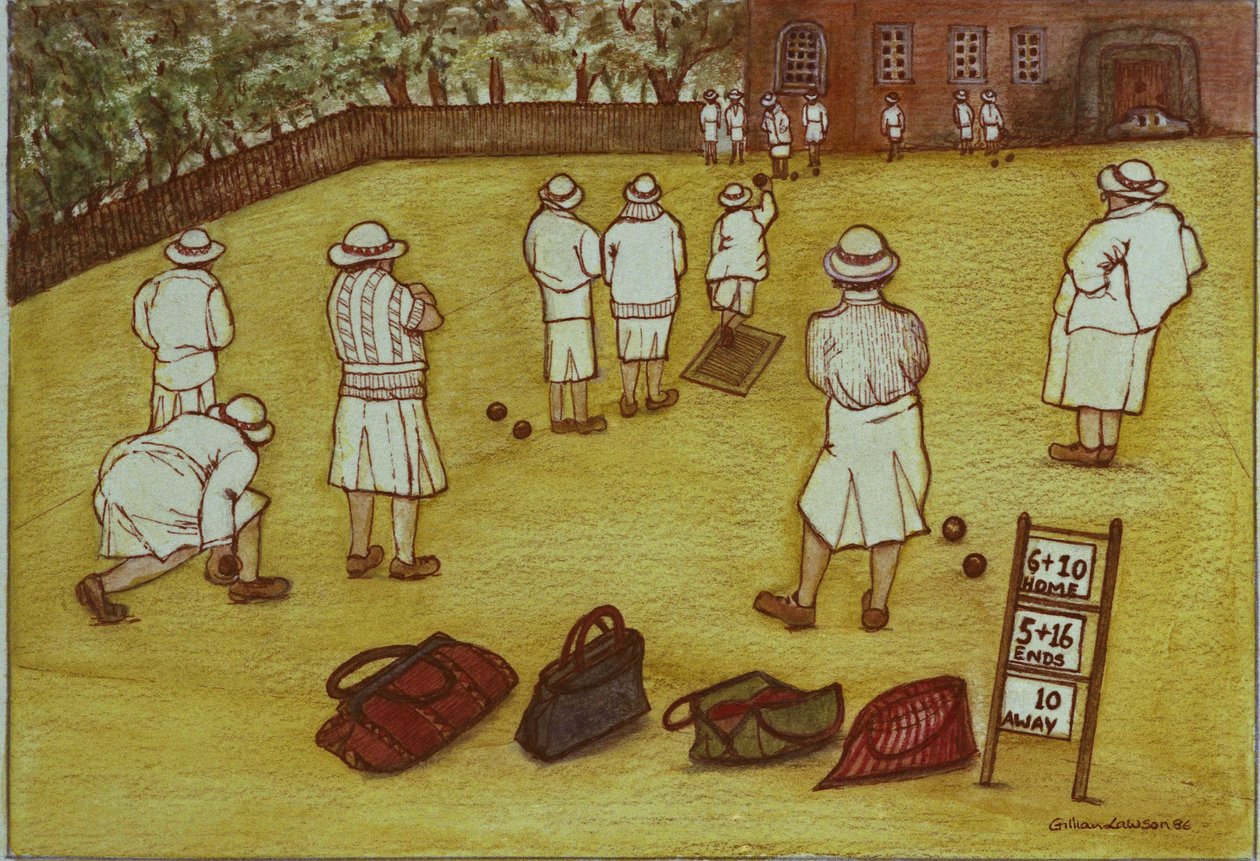 Kręgle, 1988 (akwarela na papierze) autorstwa Gillian Lawson