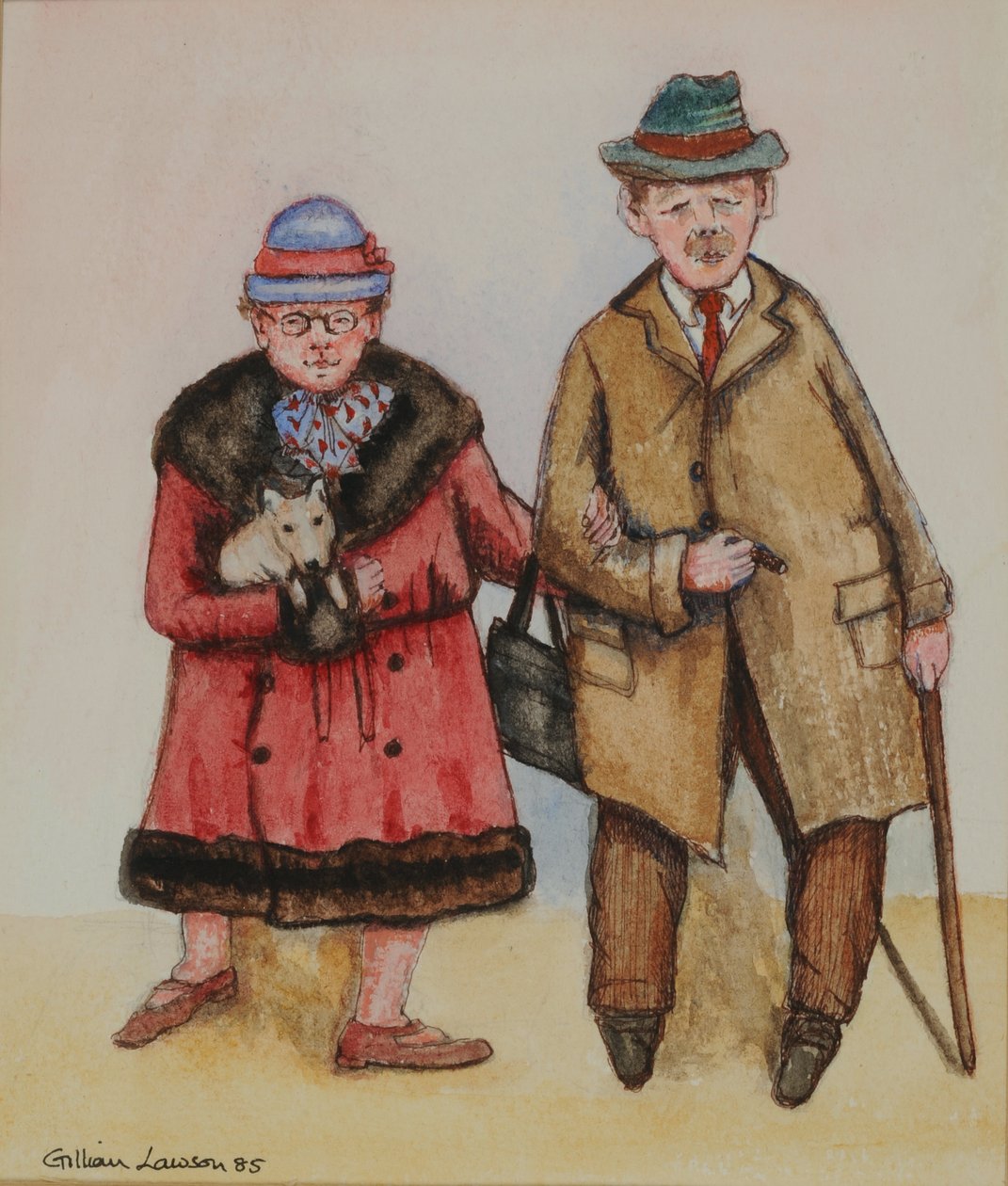 Para w podeszłym wieku, 1985 (akwarela na papierze) autorstwa Gillian Lawson