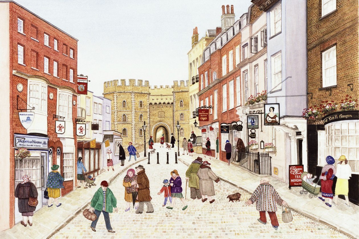 Zamek Windsor, 1989 (akwarela na papierze) autorstwa Gillian Lawson