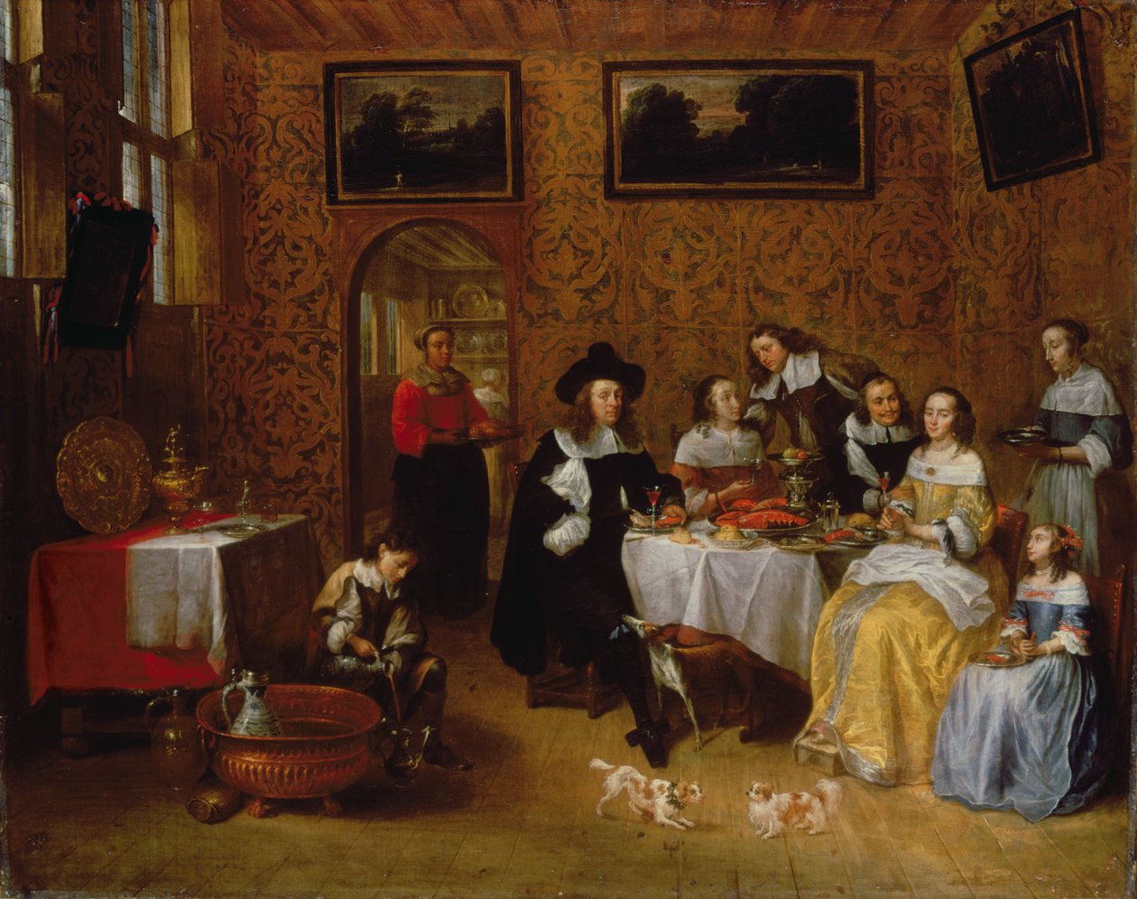 Szlachetna rodzinna jadalnia autorstwa Gillis van Tilborgh the younger