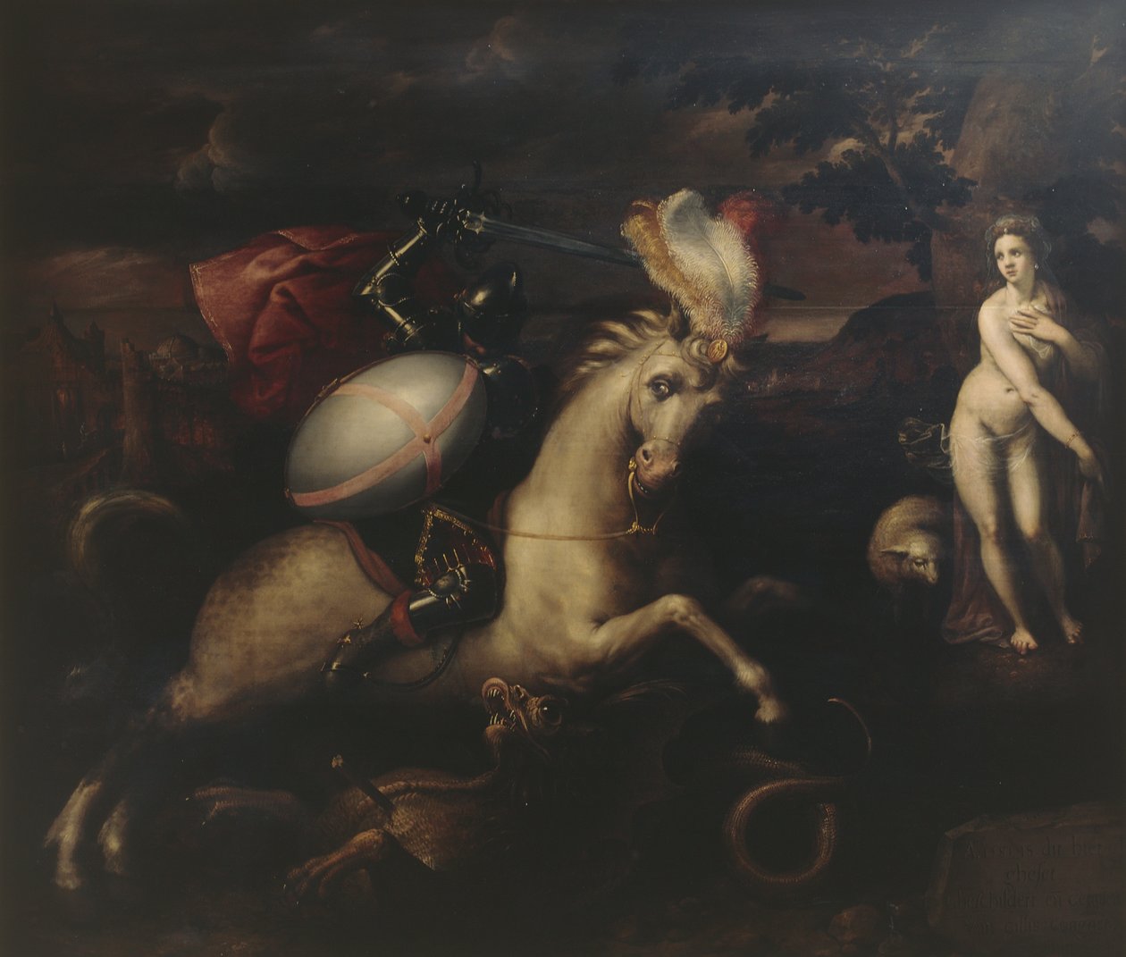 Święty Jerzy (olej na desce) autorstwa Gillis (c.1535 99) Congnet