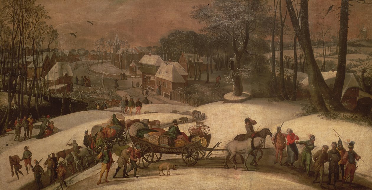 Wyprawa wojskowa zimą, ok. 1590 r autorstwa Gillis Mostaert