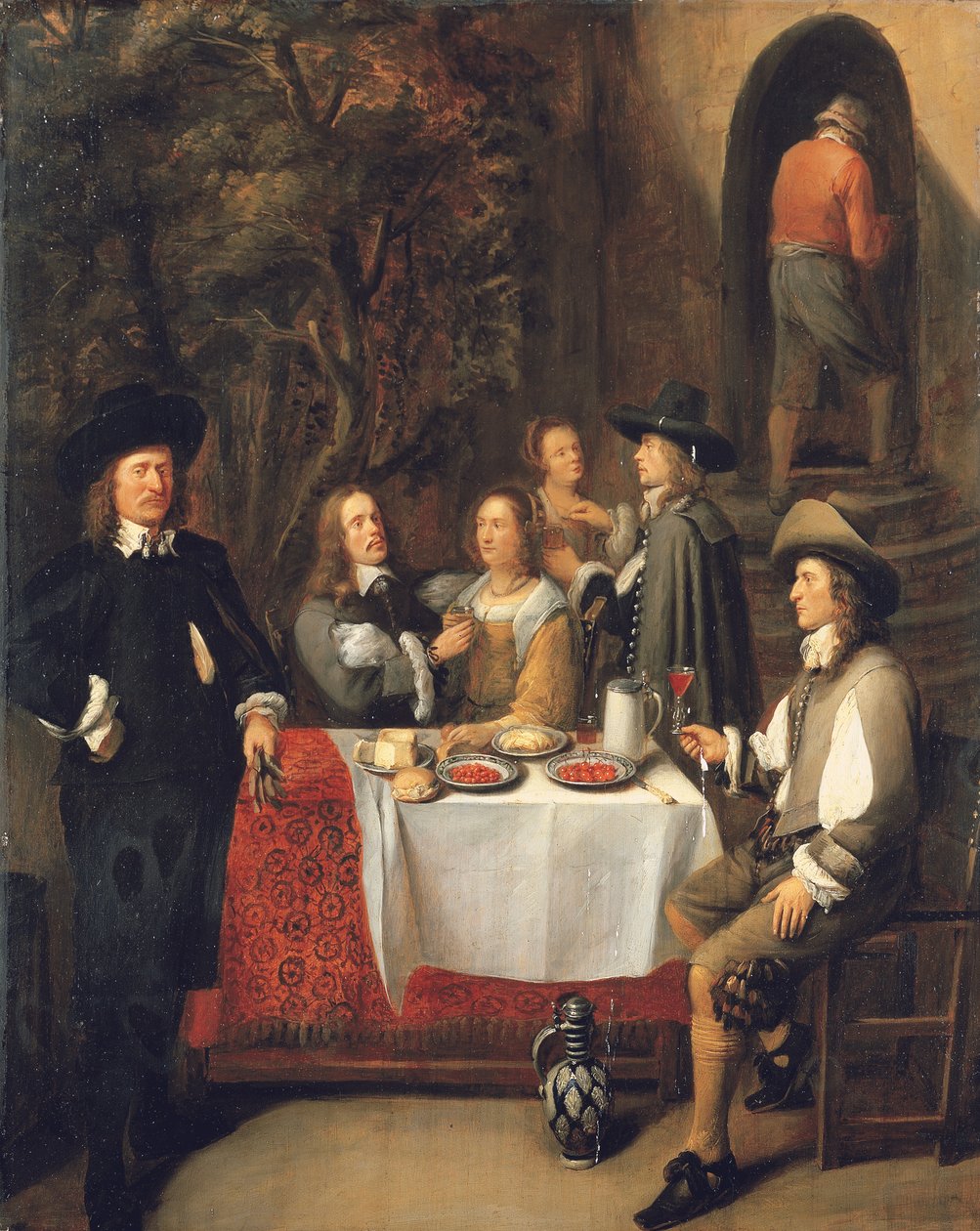Eleganckie towarzystwo przy stole na tarasie autorstwa Gillis Van Tilborch